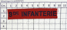 MVO straatnaam paar 9e Infanterie - 9,5 x 2 cm - origineel