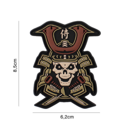 Embleem 3D PVC Samurai - colour - met klittenband - 8,5 x 6,2 cm.