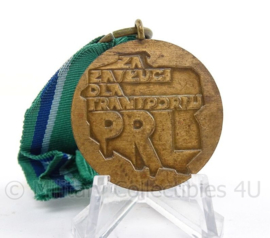 Poolse bronzen medaille - Verdiensten voor Transport voor de Poolse Volksrepubliek - 4 x 8,5 cm - origineel