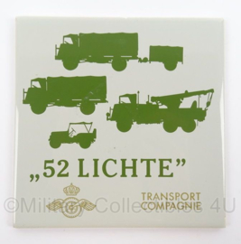 KL Landmacht wandbord/tegeltje 52 Lichte Transport Compagnie - afmeting 15 x 15 cm - origineel