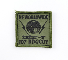 KL Nederlandse leger HF Worldwide 107 RDGCOY borstembleem - met klittenband - 5 x 5 cm - origineel