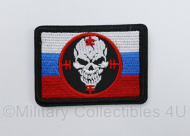 Russische Federatie landsvlag met Wagner Skull embleem Full Colour  - met klittenband - 8,3 x 6 cm - nieuw gemaakt