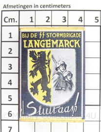 WO2 Duits luciferdoosje van echt hout - SS Stormbrigade Langemarck - afmeting 6 x 4 cm - replica