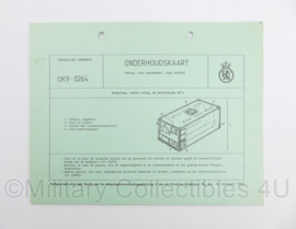 KL Nederlandse leger Onderhoudskaart cabine niet opvouwbaar type 4S425PL 1983 - 21 x 17 cm - origineel