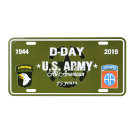 Nummerplaat D-Day US Army All American 75 Years 1944-2019 101st &82ND Airborne Division
