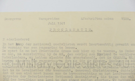 WO2 Nederlands verzetsdocument van Het Comite van verzet juli 1941 Proclamatie - 28 x 21 cm - origineel