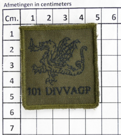 KL Nederlandse leger 101 DIVVAGP 101 Divisie Veldartilleriegroep borstembleem - met klittenband - 5 x 5 cm - origineel