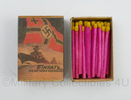 WO2 Duits luciferdoosje van echt hout - Einsatz der Deutschen Kriegsmarine - 6 x 4 cm