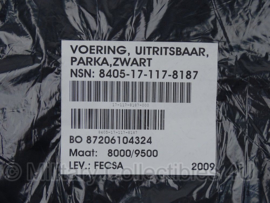 KMAR Marechaussee parka voering Parka VT - nieuw in verpakking - maat 8000/9500 - zwart - origineel