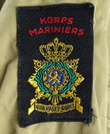 KM Marine Korps Mariniers 1982 khaki dik overhemd korte mouw met embleem - maat 36 - origineel