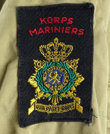 KM Marine Korps Mariniers khaki dik overhemd korte mouw met Korps Mariniers embleem - maat 39 - origineel