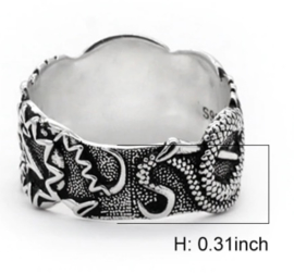 Doodskop ring breed model - 925 sterling zilver ! - size 8, 9 of 10