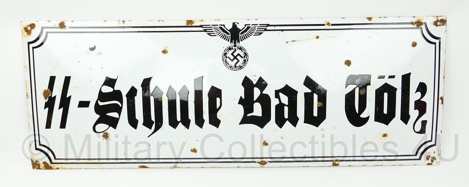 WO2 Duits emaille bord SS-Schule Bad Tölz - 69 x 25 cm. - origineel