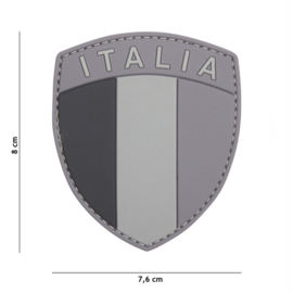 Uniform landsvlag schild met klittenband Italië embleem PVC "Italia" - grijs - 8 x 7,6 cm
