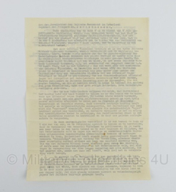 WO2 Nederlands verzetsdocument 10 juli 1940 - Aan de bevelhebber der Duitsche Weermacht in Nederland Generaal der Vliegers. Door een Nederlandsch officier.  28 x 21 cm - origineel