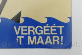 KM Koninklijke Marine Vakbonden Uw Veiligheid? Vergeet't maar! VMO en VBZ 1975 Rai Amsterdam protest sticker - 16 x 12 cm - origineel