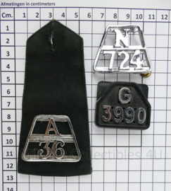 Britse Politie Londense schouder ID nummer set - 12½ x 6 cm - origineel
