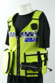 British Police fluorgeel kogelwerend vest hoes zonder ballistische inhoud - Police tactical waistcoat met tassen - origineel