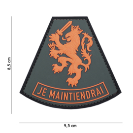 Embleem 3D PVC met klittenband - Nederland  JE MAINTIENDRAI - 9,5 x 8,5  cm.