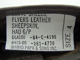 US Army Glove, Flyers, sheepskin leather handschoenen - bruin leer  - origineel