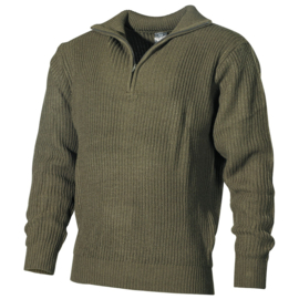Pullover Troyer met halve rits - groen - maat S t/m 3XL - nieuw gemaakt