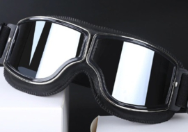 Brommer bril - Zwart leder met donkere glazen