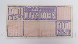 WO2 Duits Lagergeld Doorgangskamp kamp Westerbork 1944 Gutschein - 10 cent - origineel