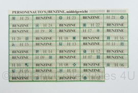 Nederland jaren 70 rantsoen bonnen Personenauto's Benzine middelgewicht -  13 x 8,5 cm - origineel