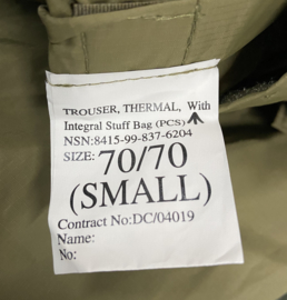 Britse leger Snug Iso overbroek Isobroek Trouser Thermal groen - maat Small t/m XXL - origineel