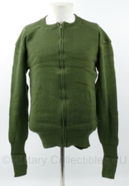 Zweedse leder strickjacke met rits Groen- maat 6 = Medium - nieuwstaat - origineel