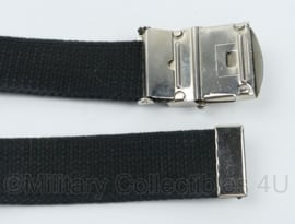 KMAR Koninklijke Marechaussee broekriem webbing zwart met zilveren slot - 95 cm lang - gebruikt - origineel