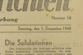 WO2 Duitse krant Nurnberger Nachrichten Nordbayern nr. 16 1 december 1945 - 47 x 32 cm - origineel
