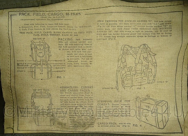 US Army pack field cargo M1945 los binnenwerk - afmeting 25 x 55 cm - origineel