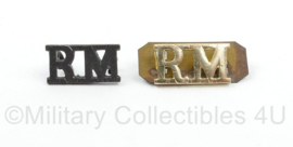 Britse RM Royal Marines Dress uniform collar insignia set - origineel