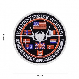 F-35 JOINT STRIKE FIGHTER  - stof - rond 10 cm. diameter