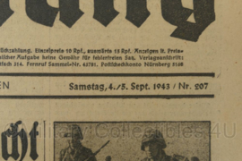 WO2 Duitse krant Tageszeitung nr. 207 4/5 september 1943 - 47 x 23 cm - origineel