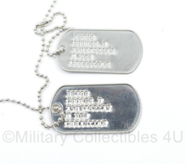 US Army moderne dogtag set Cooper Devoe - gevonden in Multicam uniform - origineel