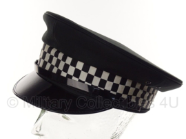 Politie platte pet - zonder insigne  -  Zwart glad wol ,rood gestreepte voering - maat 57 - origineel