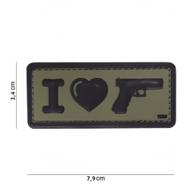 Embleem I Love My Sidearm GROEN  - Klittenband - 3D PVC - 7,9 x 3,4  cm.