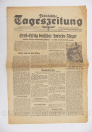 WO2 Duitse krant Frankische Tageszeitung nr. 190 16 augustus 1943 - 47 x 32 cm - origineel