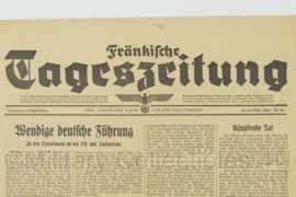 WO2 Duitse krant Frankische Tageszeitung nr. 36 12/13 februari 1944 - 47 x 32 cm - origineel