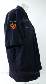 Nederlandse Brandweer overhemd met emblemen donkerblauw - korte mouw - maat 6080/9500 - gedragen - origineel