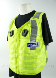 British Police fluorgeel kogelwerend vest hoes zonder ballistische inhoud - met MOLLE  lussen - maat Large - origineel