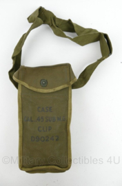 WO2 US Thompson Munitie en magazijn draagtas met schouderriem Case cal. 45 Sub MG D90242 - 14 x 7 x 30 cm -origineel