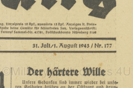 WO2 Duitse krant Frankische Tageszeitung nr. 177 1 augustus 1943 - 47 x 32 cm - origineel