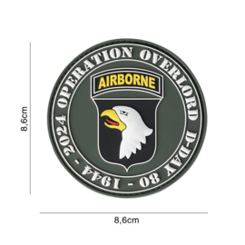 Embleem 3D PVC met klittenband - D-Day 80 years 101st Airborne Operation Overload 1944 2024 - 8,6 cm diameter