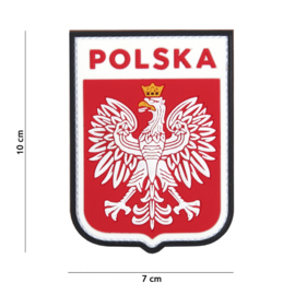 Embleem 3D PVC met klittenband - Polen Polska 7 x 10  cm.