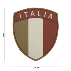 Uniform landsvlag schild met klittenband Italië embleem PVC "Italia" - multi - 8 x 7,6 cm