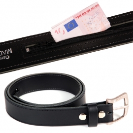 US Moneybelt - broekriem met geldvak -  Zwart leer