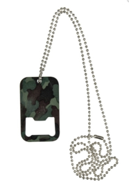 Dogtag flesopener - met opener binnenin - camo